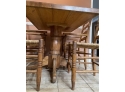 Vintage Dinning Room Table & Ladder Back Rush Bottom Chairs