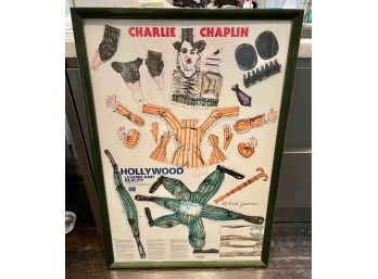 Vintage Charlie Chaplin Framed Poster By Red Grooms