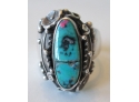 Vintage RAMONA RING, TURQUOISE Cabochon Tests Silver