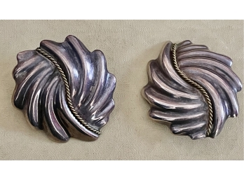 Vintage  Large Modernist Silver Swirl Earrings