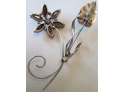Vintage DAISY BROOCH PIN, FACETED Stones, STERLING .925 Silver