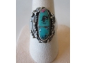 Vintage RAMONA RING, TURQUOISE Cabochon Tests Silver