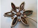 Vintage DAISY BROOCH PIN, FACETED Stones, STERLING .925 Silver