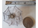 Vintage SPIDER WEB BROOCH PIN, Tests Silver
