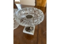 Vintage Cut Glass And Metal Compote #3