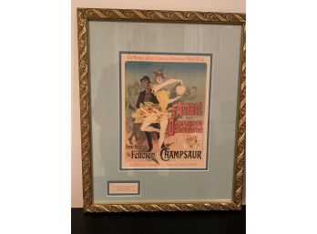 Original French Poster Professionally Framed- L'AMANT DES DANSEUSES BY FELICIEN CHAMPSAUR