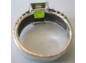 Vintage STERLING .925 SILVER RING, Green Faceted Stone