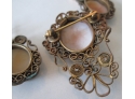 Antique 3 Piece Set! Vintage Victorian Style CAMEO BROOCH & EARRINGS, Pierced Backings