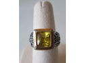 Vintage YELLOW Ring, Faceted STONE, Approx Size 5 3/4