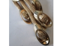 Vintage Kinetic BROOCH PIN, Braid Chain, Gold Tone