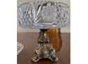 Vintage Cut Glass And Metal Compote #1