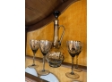 Vintage Glass Decanter And 5 Glasses Cordials Set #2