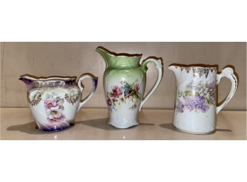 Antique Victorian Style Porcelain Creamers, 3 Piece Set