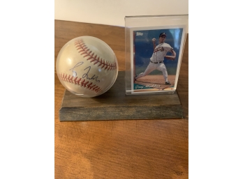 ATLANTA BRAVES “ Gregg Maddox”autographed Baseball W/ TOPPS  #499 Card