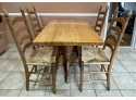 Vintage Dinning Room Table & Ladder Back Rush Bottom Chairs