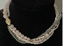 Vintage Elegant Six Strand & 14kt Gold, Jade, Rose Quartz & Fresh Water Pearl Necklace