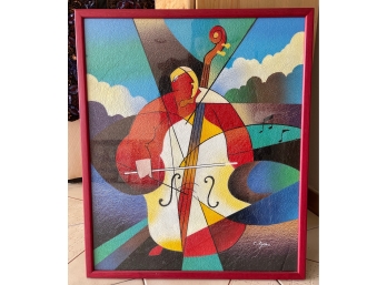 Contemporary Cubist Style Framed Artwork Signed C. Ryan #1