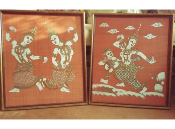 Vintage Framed Thai Dancers - Two Piece Collection