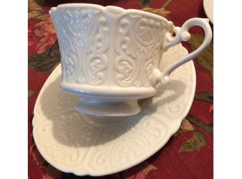 Vintage Ornate Lenox China Tea Cups & Saucers -Service For Six (6) Ivory Color (Made In America)