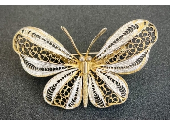Vintage Butterfly Brooch -800 Silver & Gold Wash