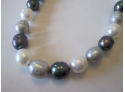 Vintage Graduated PEARL NECKLACE, Natural Gray Tones-Fresh Water Pearl & Silver Clasp