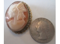 Vintage VICTORAIN BROOCH PIN PENDANT , Gold Tone Finish, Carved CAMEO