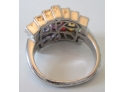 Vintage 7 Stone RAINBOW Ring,  Multi Color FACETED Stones, Sterling .925 Silver Setting Appx Size 6