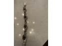 Vintage Sterling Silver & Onyx Marcasite Bracelet