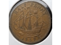 Britain Coin - 1959 British Half Penny - Bronze - Fine