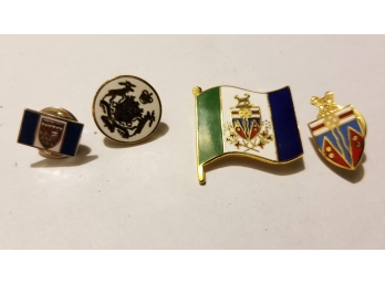 Lot Of Vintage Lapel Pins - 4 Pins - Coat Of Arms And Flag Styles