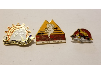 Lot Of Vintage Lapel Pins - 3 Pins - Whitehorse & Curling
