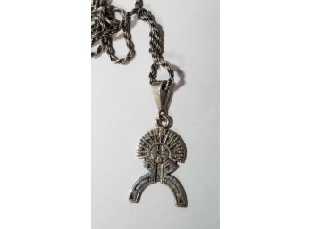 Navajo Sterling Silver Kachina Pendant Necklace