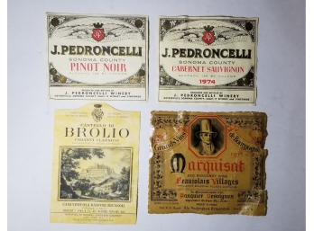 Collection Of Wine Labels - 11 Labels From Wine Bottles - Various Wines