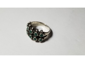 Vintage Zuni Sterling Turquoise Ring, Size 5.75
