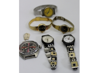 Mixed Lot Of 6 Mens & Ladies Watches-USSR-Elgin-Citizen-Swatch-Sassoon-126