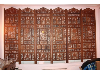 Vintage All Wood Indian Privacy Screen - HAND CARVED!! Item# 111