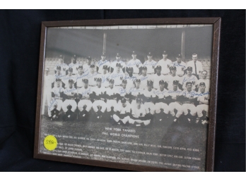 NY Yankees 1961 World Champions Framed Picture Item #101
