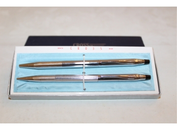 Vintage Cross Century Chrome Pen & Pencil Set - #3501 - WORKS! Item #241 LR