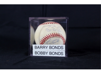 Barry Bonds  & Bobby Bonds Autographed Baseball- Item #015