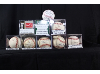 Various Autographed Baseballs Like Brett Butler, Sparky Lyle & Ivan Rodriguez - Lot Of 9 - Item #047