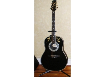Vintage Black Ovation Legend 1717 Guitar Made-USA- Model #436315 W/Unique Leaf Accent-5