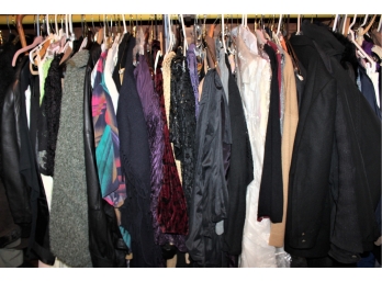 Women's Vintage Clothing Lot - Assorted Large Sizes - Leather Jackets, Gowns, Sequin & MORE!! BSMT Item #191