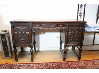 Antique Handcarved Wood Table - Item #039