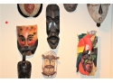 Mixed Decorative Masks From Around The World, African Drum & African Battle AX - Lot Of 10!! BSMT Item #168