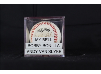 Jay Bell, Bobby Bonilla & Andy Van Slyke Autographed Baseball - Item #030