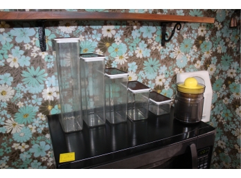 Mid Century Modern Plastic Containers (5) & Plastic Nesting Jar Set (3)! Item #217 KIT