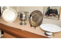 Mixed Lot Of Silver Plated Plates, Ice Bucket & Sienna Connection Cake Platter! - Item #144 BSMT