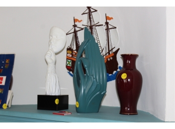 Lot Of Decorative Items - Statue, Vase & Artwork - Lot Of 5 - Item #106