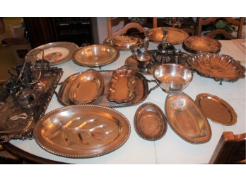 Huge Lot Of Vintage Silver Plated Trays, Cups & MORE! Item #200 LR