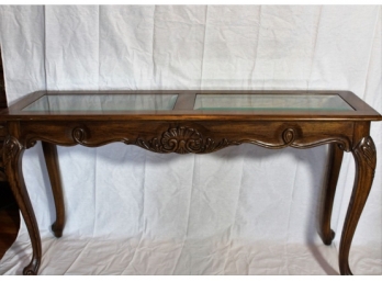 Vintage Queen Ann Glass Top Table-#4